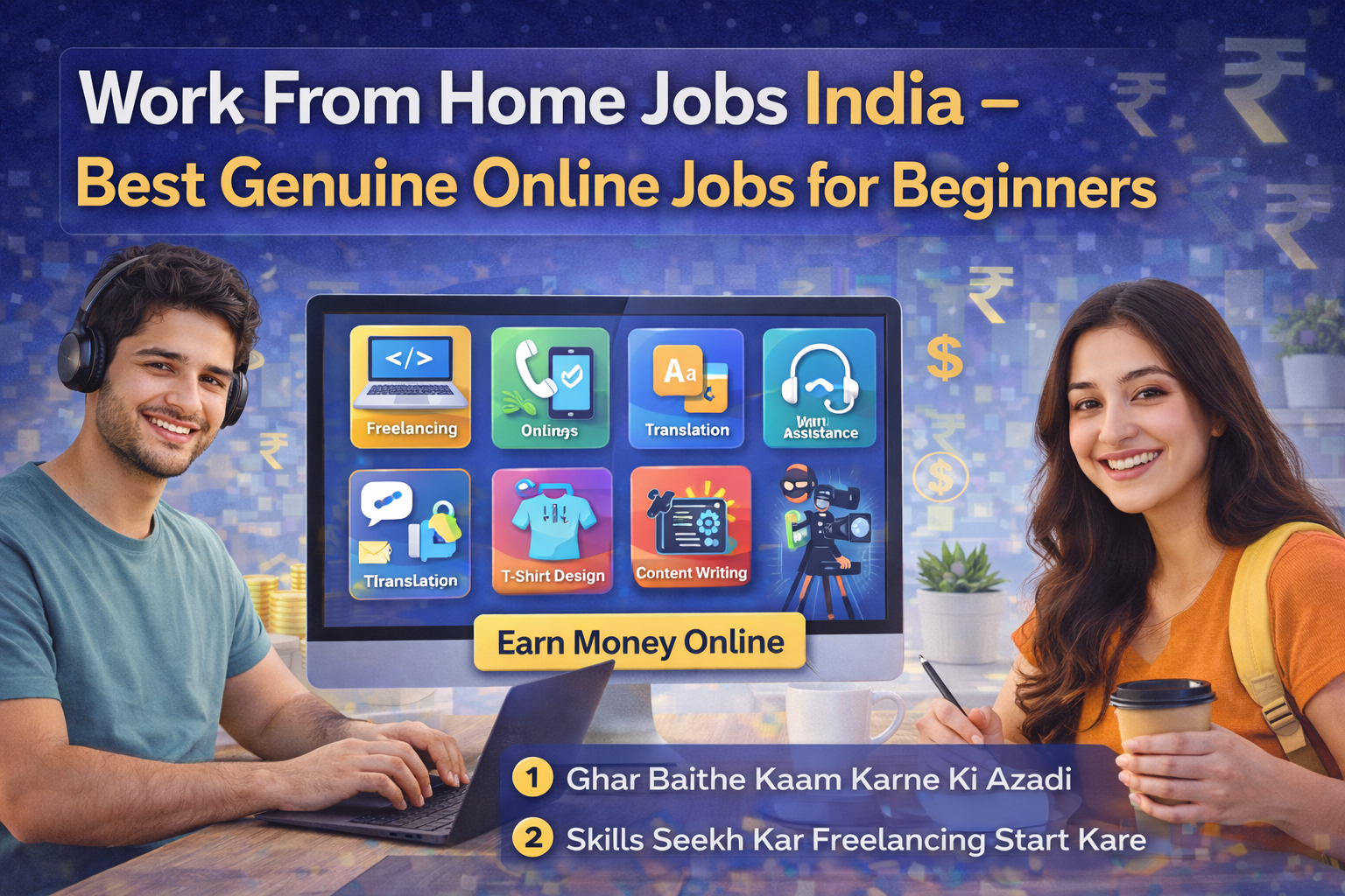 Work From Home Jobs India best genuine online jobs for beginners featured image